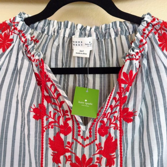 Kate Spade Broome Street Embroidered Boho Peasant Blouse - Picture 5 of 5